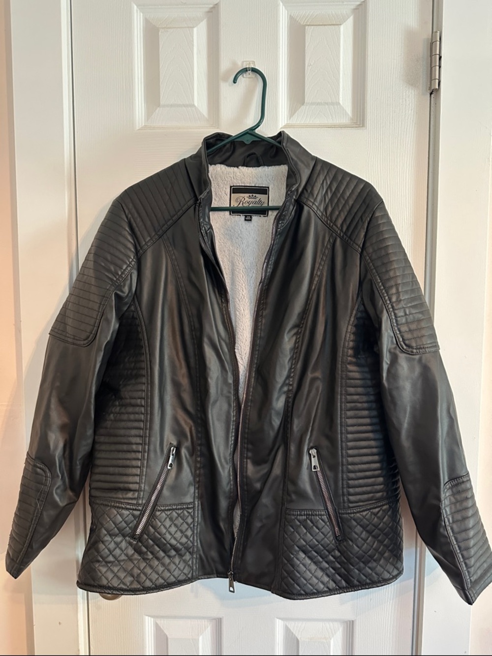 Royalty For Me Black Faux Leather Fur-Lined Jacket 2X